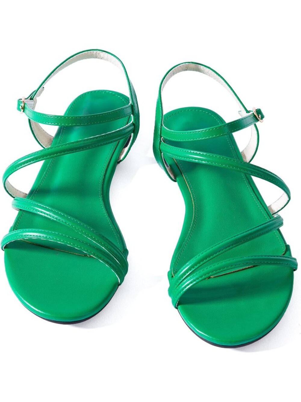 🆕Women's Green Flat Sandals Strappy Gladiator Ankle Strap Open Toe